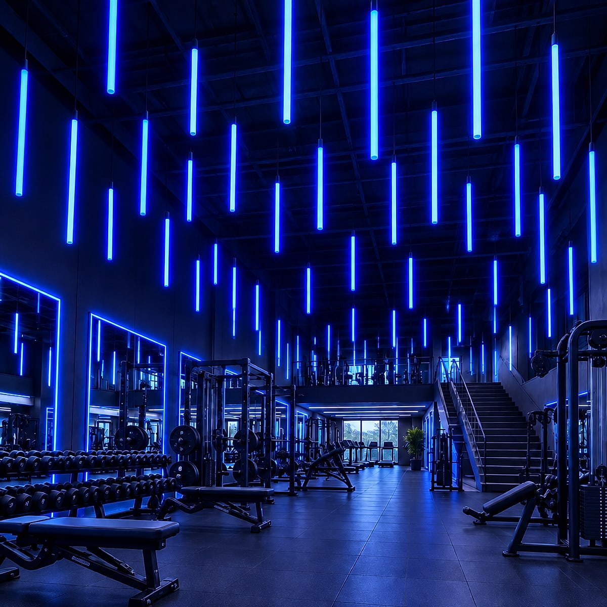 Blue 360 degree LED gym tube lights